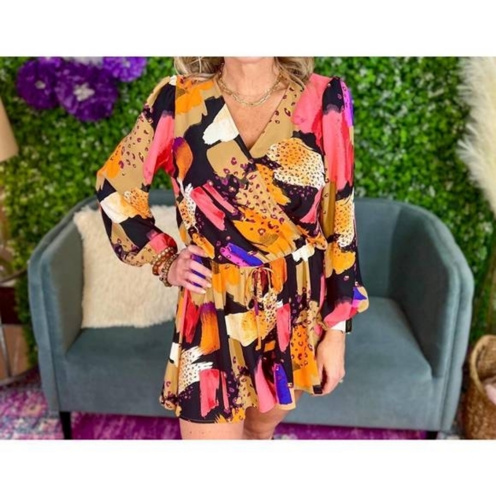 💘 NEW FSL APPAREL peyton multi print long sleeve romper in multi - Picture 2 of 7